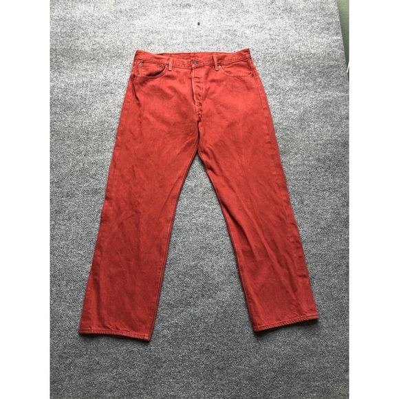 Levi's Other - Levis 501 Jeans Mens 37x28 (38x32) Red Denim Straight Leg Button Fly Pants